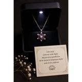 Bilsen Store Tamamı 925 Ayar Gümüş Rose Kaplama Ametist Damla Taşlı Kolye Işıklı Kutulu