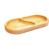 Bilwood Ahşap Oval 2 Bölmeli Çerezlik & Sunumluk & Anahtarlık & Organizer - Antik Sarı - Renk