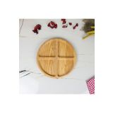 BİLWOOD Ahşap Yuvarlak Çerezlik Sunumluk Tepsi 4 Bölmeli Ahşap