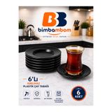 bimbambom 6'lı Siyah Çay Tabağı Plastik Çay Tabağı 6 Adet