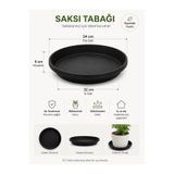 bimbambom Saksı Altlığı, Saksı tabağı antresit 34cm Yemlik Mama kabı