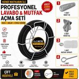 BİMEX Matkap ile Lavabo Gider Açma Seti 16 mm 12 Metre Kanal Açma Yayı | Mutfak Banyo Gider Temizleme Spirali + Baget Uç + Kesici Uç + Matkap Aparatı