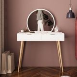Bimossa A1050 Lucy Beyaz Makyaj Masası Oval Ayna ile Modern Tasarım 90 cm 125 cm Yükseklik