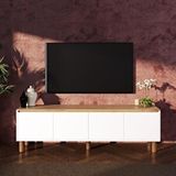Bimossa D4110 Terra 180cm Sepet-beyaz Tv Ünitesi Yüksek Ayaklı 4 Kapaklı, Televizyon Sehpası Depolama Dolabı