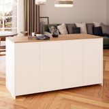 Bimossa Diego L4610 Mutfak Adası 160 cm Beyaz Ahşap Üst Bar Masası Kahve Köşesi Çok Amaçlı Depolamalı Saklama Dolabı - 160x92x68