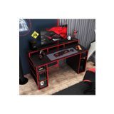 Bimossa Dina Oyuncu Masası Siyah Kırmızı 140 Cm Geniş Yüzey Rahat Çalışma Alanı Sade Şık Gaming Masa