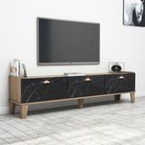 Bimossa E3630 Sümer Ceviz/mermer Tv Ünitesi Modern Görünüm - Ceviz - Siyah Mermer