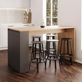 Bimossa Edgar L4820 Mutfak Adası Bar Masası 160 cm Antrasit Ahşap Üst Depolamalı Çok Amaçlı Oturmalı Masa - Antrasit - Ceviz - 160x92x68