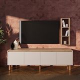 Bimossa G4120 Terra Duvar Raflı 180cm Tv Ünitesi Sepet-kumtaşı Yüksek Ayaklı 4 Kapaklı Televizyon Sehpası Çok Renkli