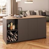 Bimossa Gustav L4720 Mutfak Adası 160 Cm – Antrasit Ahşap Üst Bar Masası, Çok Amaçlı, Depolamalı Açık Raflı Dolap