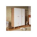 Bimossa KG3010 Bunny Sepet-Beyaz 120 cm, 3 Kapaklı Gardırop, 2 Çekmeceli Yüksek Ayaklı Çocuk Odası Gardırobu