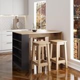 Bimossa Pablo G4922 4 Adet Sepet Tabureli Bar Masası Sepet Antrasit 4 Raflı Depolamalı Modern Mutfak Masası