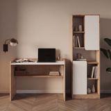 Bimossa T2110 Daffy Çalışma Masası ve Kitaplık Takımı Sepet-Beyaz Raflı Masa ve 2 Kapaklı 9 Bölmeli Kitaplık - 183x178x58 - Ahşap - Beyaz