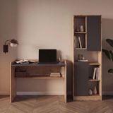 Bimossa T2160 Daffy Çalışma Masası ve Kitaplık Takımı Sepet-Antrasit Raflı Masa,2 Kapaklı 9 Bölmeli Kitaplık - 183x178x58 - Renkli