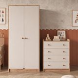 Bimossa TK2120 Daffy Sepet-Kumtaşı Bebek Çocuk Odası Seti Sepet-Kumtaşı 2 Kapılı Gardırop Çekmeceli Şifonyer - Ahşap - Bej
