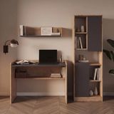 Bimossa U2160 Daffy Çalışma Odası Takımı Sepet-Antrasit Çalışma Masası, 183CM Kitaplık,duvar Rafı 3'lü Set - 183x178x58 - Renkli