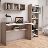 Bimossa U7020 Hürrem Kitaplık ve Raflı Ceviz/Beyaz Çalışma Masası