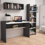 Bimossa U7030 Hürrem Kitaplık ve Raflı Antrasit/Beyaz Çalışma Masası