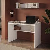 Bimossa V2140 Daffy Duvar Raflı Çalışma Masası Beyaz 117,3CM Geniş Masa 90CM Duvar Raflı Yuvarlak Köşeli - 118x80x58