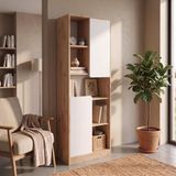 Bimossa W2110 Daffy Kitaplık Sepet-Beyaz - 183 cm Yüksek, 2 Kapaklı, Raflı ve 9 Bölmeli Çok Amaçlı Dolap