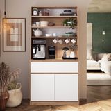 Bimossa Y3010 Alba 90 cm Beyaz-Sepet Kasalı Kahve Köşesi Çok Amaçlı Kapaklı Raflı Mutfak ve Kiler Dolabı - Beyaz - Sepet Ceviz