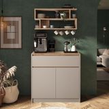 Bimossa Y3820 Nera Sepet-Kumtaşı Kahve Köşesi, Modern Geniş Depolama Alanı, Yeni Çok Amaçlı Çekmeceli Dolap - Kum Taşı
