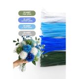 Bimotif 100lü tüylü tel şönil, 30 cm (25er adet Yeşil, Lacivert, A. Mavi, Beyaz Şönil, Çiçek Yapımına Uygun) Tek Ebat