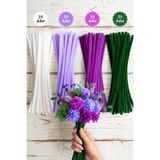 Bimotif 100lü tüylü tel şönil, 30 cm (25er adet Yeşil, Mor, Lila, Beyaz Şönil, Çiçek Yapımına Uygun)