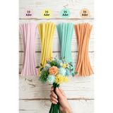 Bimotif 100lü tüylü tel şönil, Pastel Makaron Renkleri, 30 cm (25er adet Bej, Pembe, Sarı, Su Yeşili)