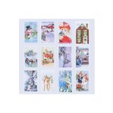 Bimotif 12li Simli Kartpostal Seti, Yılbaşı, Kırmızı Ev Ve Kardan Adam