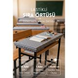 Bimotif 15 adet Lastikli Okul Sıra Örtüsü ve Öğretmen Masa Örtüsü (Pamukludur) Siyah Pötikare