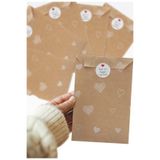 Bimotif 20 adet kalpli kese kağıdı (11x20 cm) ve stickerdan oluşan hediye paketi seti Tek Ebat