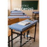 Bimotif 5 adet Lastikli Okul Sıra Örtüsü (Pamukludur) 110x40 cm - Mavi - (Tüm Standart Sıralara Uyumludur)