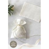 Bimotif 50 adet osmanlı ipeği kına, söz, nişan hediye kesesi, 10x15 cm, Krem (20m Organze Kurdele Hediyeli) Tek Ebat