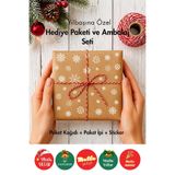 Bimotif 5li Yılbaşı Kar Paket Kağıdı (70x100 cm) + 25m İp + 35 adet Stickerlı Ambalaj ve Paketleme Seti