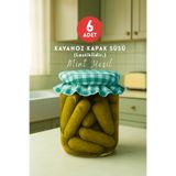 Bimotif 6lı Kavanoz Kapak Süsü, Küçük Kareli Mint (Kendinden Lastikli Kavanoz Kapak Örtüsü)