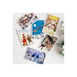 Bimotif 6lı Simli Kartpostal Seti, Yılbaşı, Noel Baba ve Geyikler