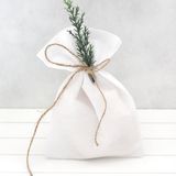 Bimotif Bağcıklı 10x15 cm 10 Adet Düz Beyaz Ham Bez Kese