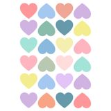 Bimotif Karışık pastel renkli kalp sticker, 4x4 cm, 24 adet (1 sayfa)