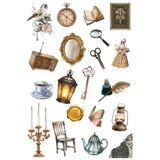 Bimotif Karışık vintage figürler 20 adet sticker seti (1 sayfa) Antika eşyalar, eski stil moda stickerlar