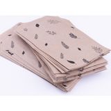 Bimotif Karışık Yaprak Desenli Kese Kağıdı, Kraft Üzeri Siyah 11x20 - 50 Adet
