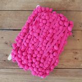 Bimotif Koyu Pembe Ponpon Şerit, 1.5 Cm / 2 Metre