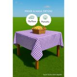 Bimotif Pötikare mor masa örtüsü, piknik örtüsü, 75x75 cm (Orta boy pamuklu sofra bezi)