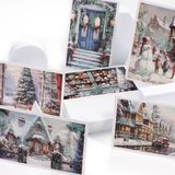 Bimotif Simli Kartpostal, Yılbaşı, Kış Sokakları / Set (6 Adet)