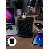 Bin1çeşit Çoklu Priz 8 Çıkışlı 4 USB 2 Type-C Anahtarlı Dikey Priz Kulesi