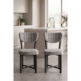 Bin1çeşit Sandalye 2 Adet Baby Face Kumaş Metal Ayak Modern Mutfak Sandalyesi Cafe Balkon Ofis Elma 9810 Gri