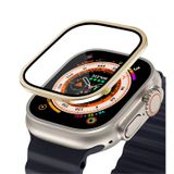 Binano Apple Watch Ultra 49mm Metal Çerçeveli Ekran Koruyucu Altın Sarısı