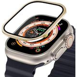 BİNANO APPLE WATCH ULTRA 49MM METAL ÇERÇEVELİ EKRAN KORUYUCU GOLD