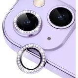 Binano iPhone 14-14 Plus Taşlı Mor Kamera Koruyucu