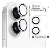 Binano iPhone 16 16 Plus Bi Metal Ring Gümüş Kamera Koruyucu